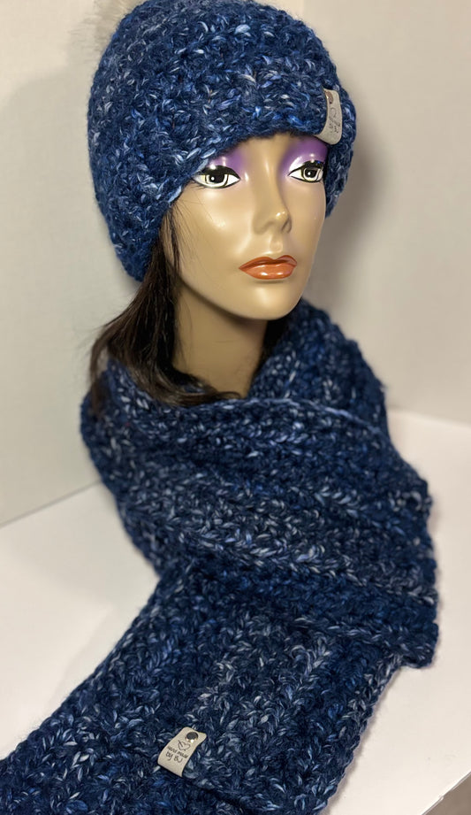 Blue Hat and Scarf set