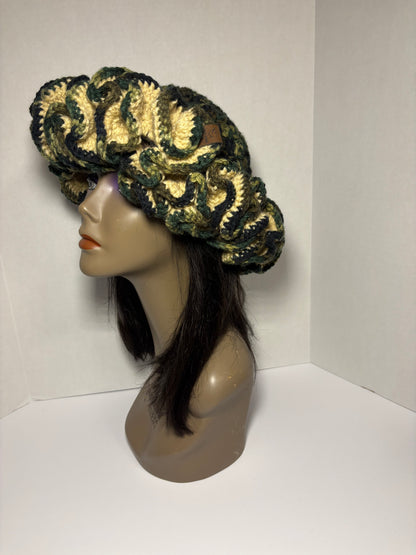 Camo Granny Ruffle Hat