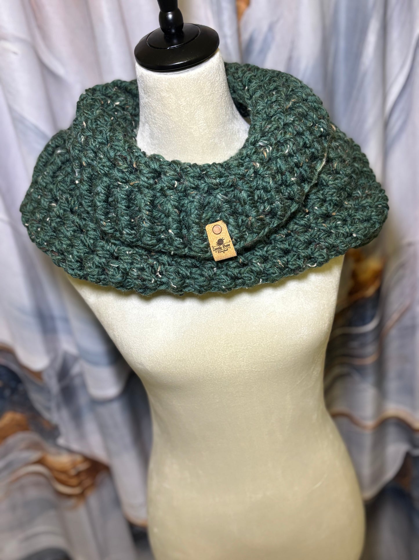 Green Tweed Hat & Scarf Set